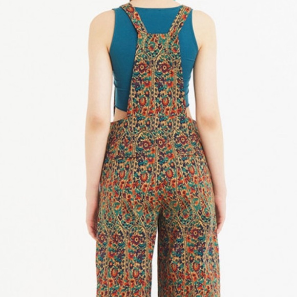 NWT Organic Cotton Floral Boho Jumpsuit – All Natural Wide-Leg Overalls Size L - Picture 4 of 14